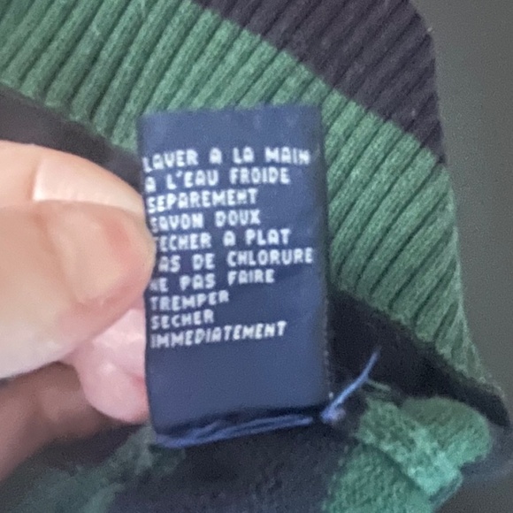 Vintage Tommy Hilfiger Navy White Red Green Striped Crew Neck Knit Sweater XL - Picture 8 of 8